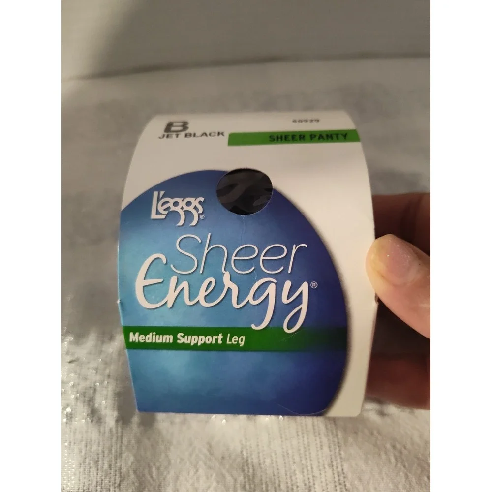 L'eggs Sheer Energy‎ Jet Black B Sheer Panty Pantyhose Sheer Toe 60929